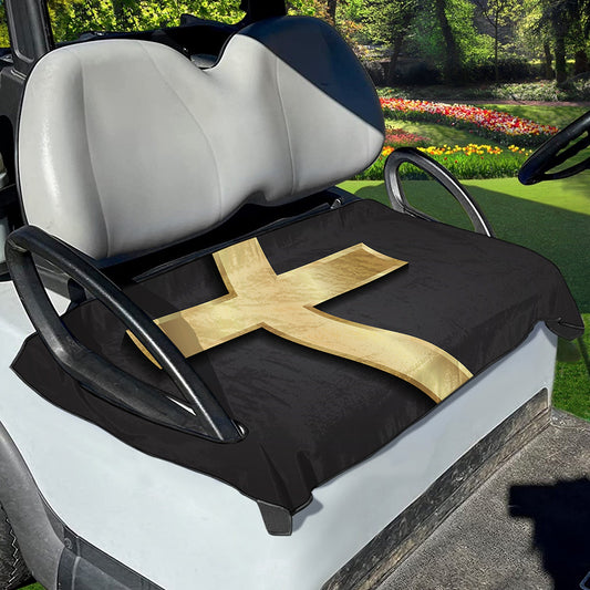 Classic Golden Cross Print Golf Cart Seat Cover