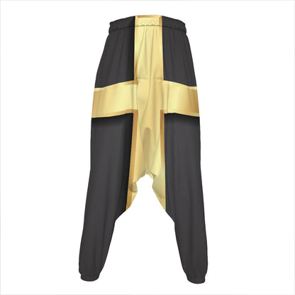 Classic Golden Cross Print Hammer Pants