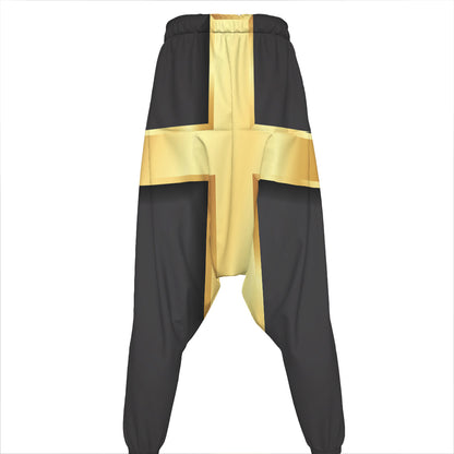 Classic Golden Cross Print Hammer Pants