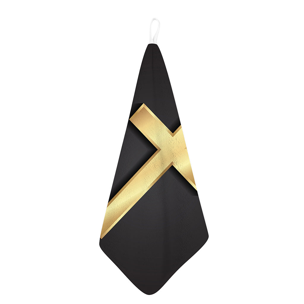 Classic Golden Cross Print Hand Towel