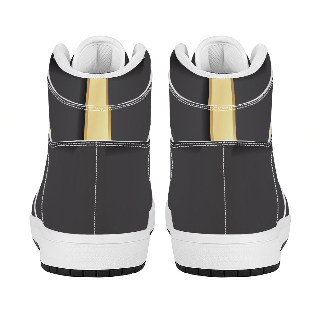 Classic Golden Cross Print High Top Leather Sneakers