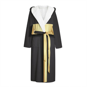 Classic Golden Cross Print Hooded Bathrobe