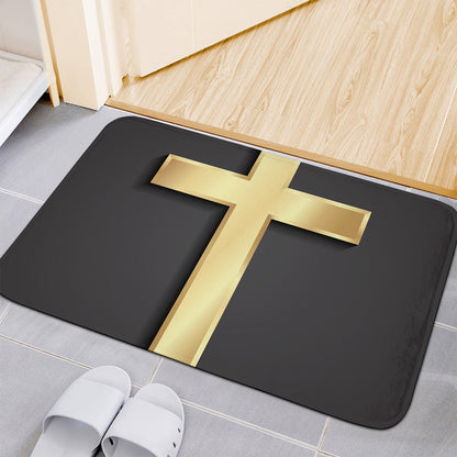Classic Golden Cross Print Indoor Door Mat