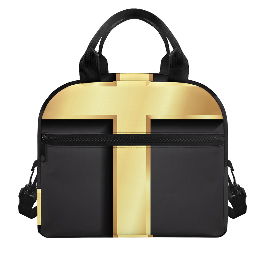Classic Golden Cross Print Insulated Lunch Bag