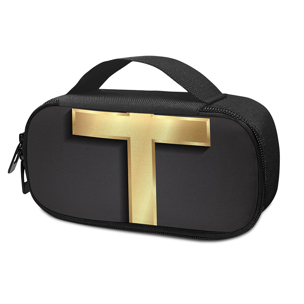 Classic Golden Cross Print Insulin Cooler Travel Case