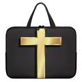 Classic Golden Cross Print Laptop Sleeve With Handle