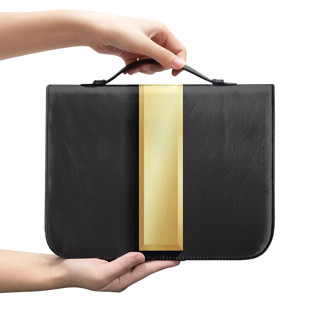 Classic Golden Cross Print Leather Bible Cover