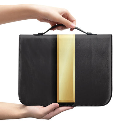 Classic Golden Cross Print Leather Bible Cover