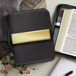 Classic Golden Cross Print Leather Bible Cover