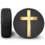 Classic Golden Cross Print Leather Spare Tire Cover