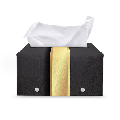 Classic Golden Cross Print Leather Tissue Box Cover