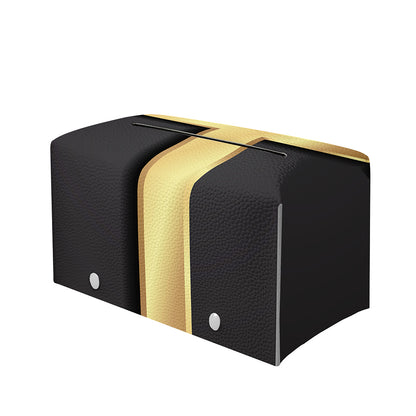 Classic Golden Cross Print Leather Tissue Box Cover