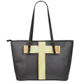 Classic Golden Cross Print Leather Tote Bag With Zipper