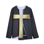 Classic Golden Cross Print Long Sleeve Short Coat