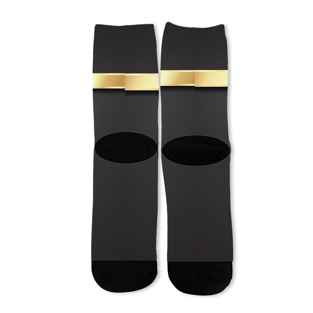 Classic Golden Cross Print Long Socks