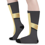 Classic Golden Cross Print Long Socks