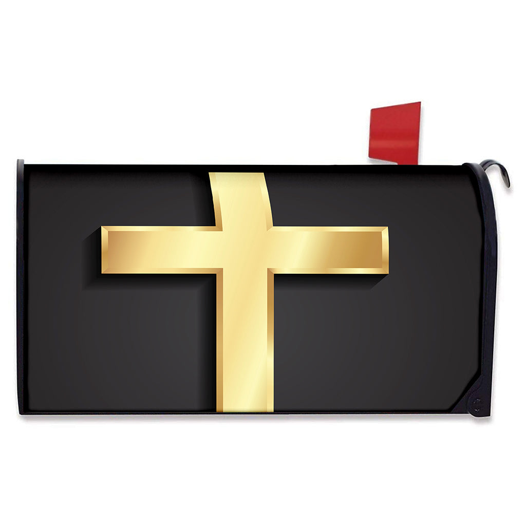 Classic Golden Cross Print Mailbox Cover