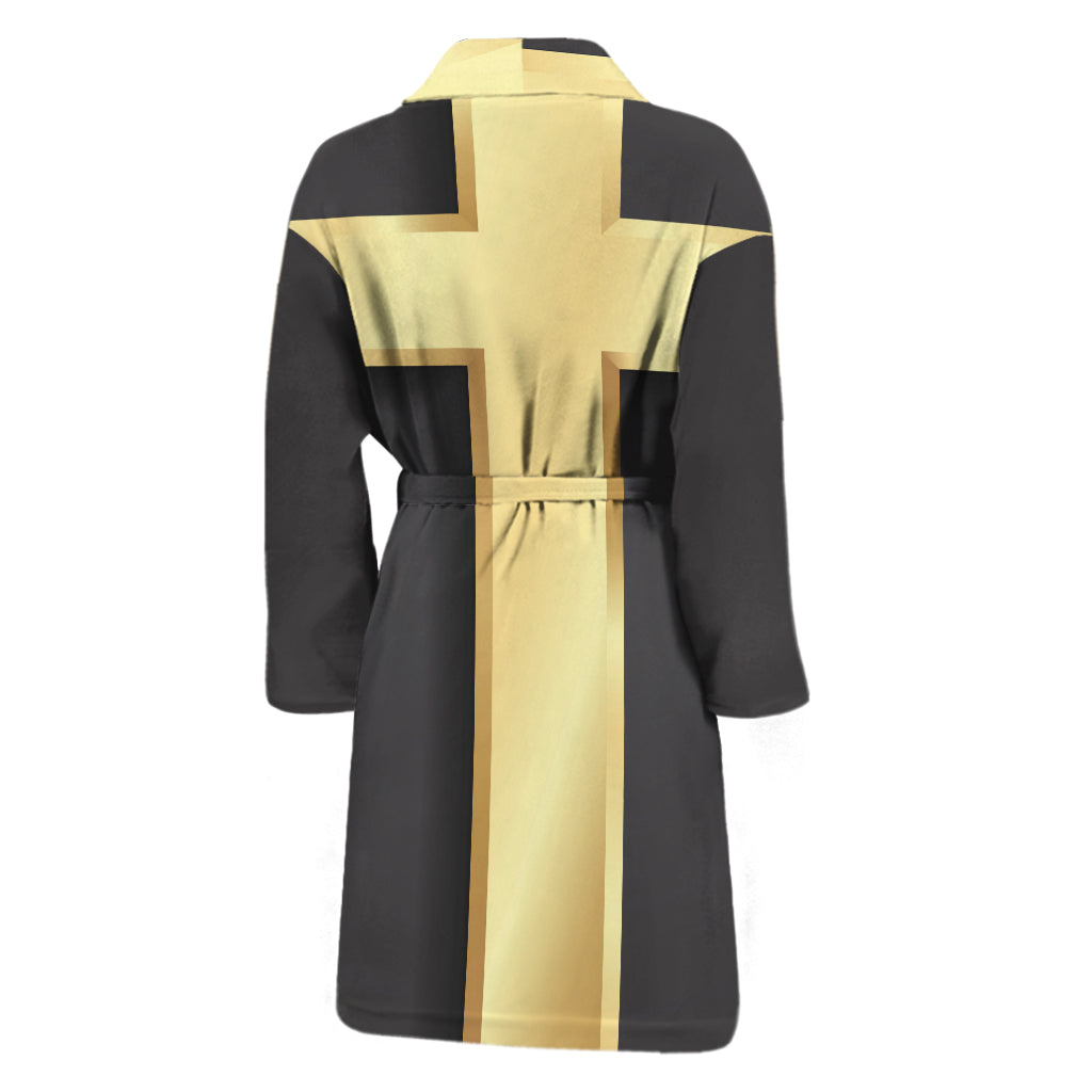 Classic Golden Cross Print Men's Bathrobe