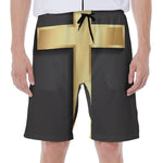 Classic Golden Cross Print Men's Beach Shorts