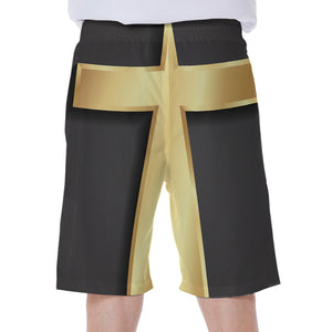 Classic Golden Cross Print Men's Beach Shorts