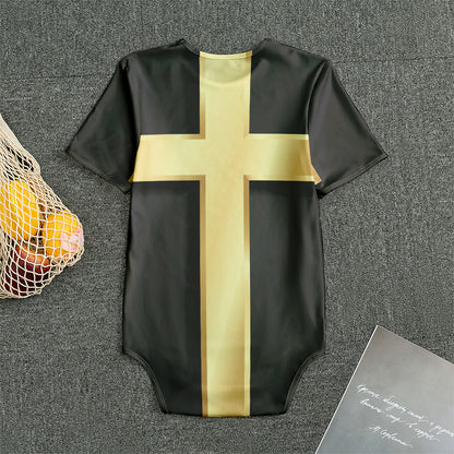 Classic Golden Cross Print Men's Bodysuit