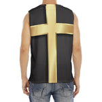 Classic Golden Cross Print Men's Fitness Tank Top