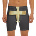 Classic Golden Cross Print Men's Long Boxer Briefs
