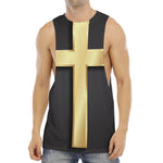Classic Golden Cross Print Men's Muscle Tank Top