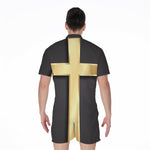 Classic Golden Cross Print Men's Rompers