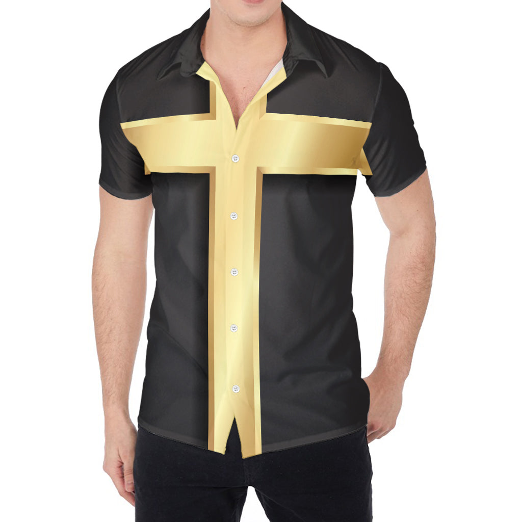 Classic Golden Cross Print Men's Shirt