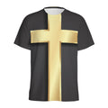 Classic Golden Cross Print Men's Athletic T-Shirt