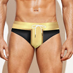 Classic Golden Cross Print Men's Swim Briefs