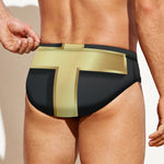 Classic Golden Cross Print Men's Swim Briefs