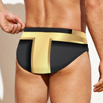Classic Golden Cross Print Men's Swim Briefs