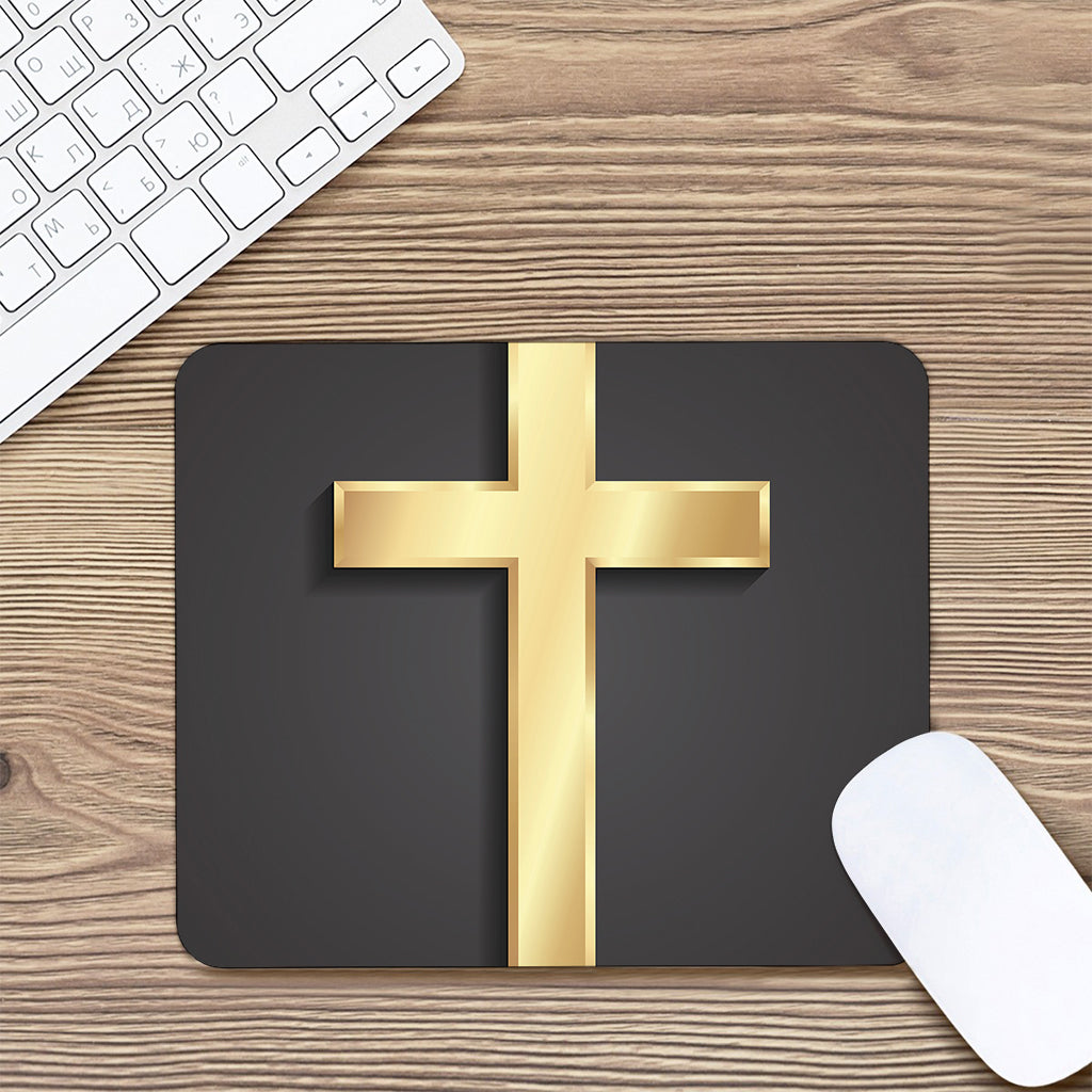 Classic Golden Cross Print Mouse Pad