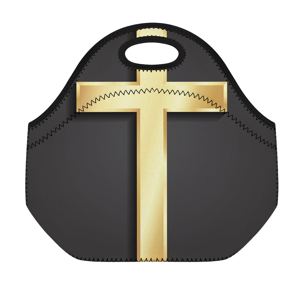 Classic Golden Cross Print Neoprene Lunch Bag