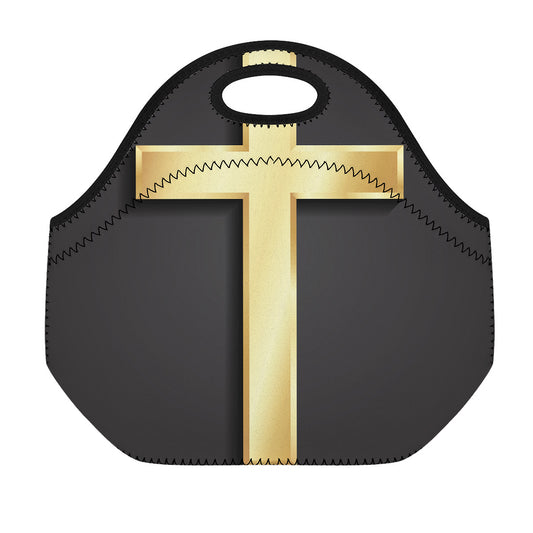 Classic Golden Cross Print Neoprene Lunch Bag