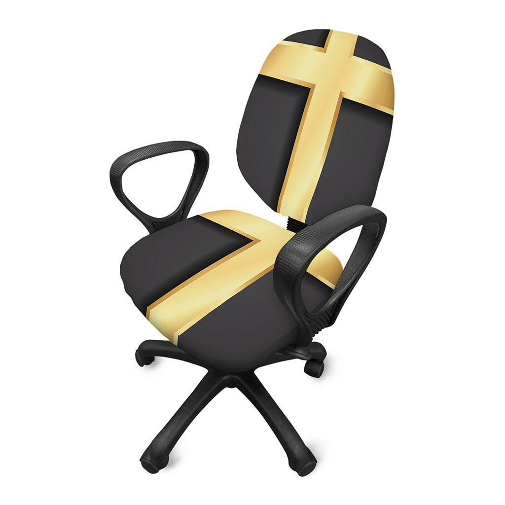 Classic Golden Cross Print Office Chair Cover