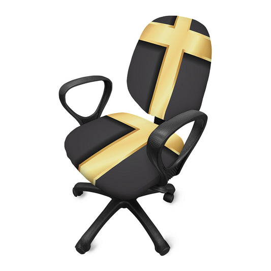 Classic Golden Cross Print Office Chair Cover