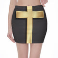 Classic Golden Cross Print Pencil Mini Skirt
