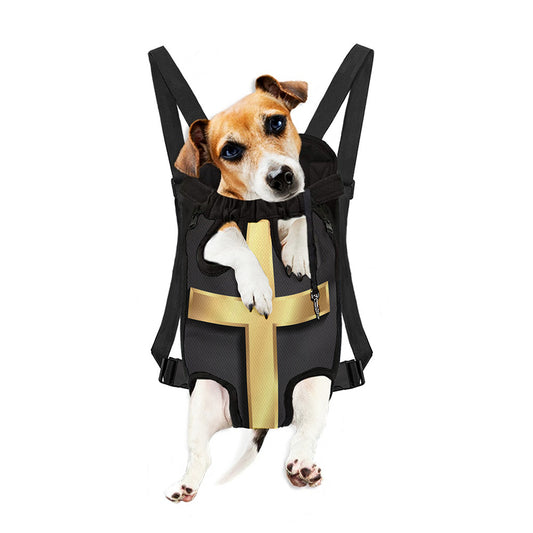Classic Golden Cross Print Pet Carrier Backpack