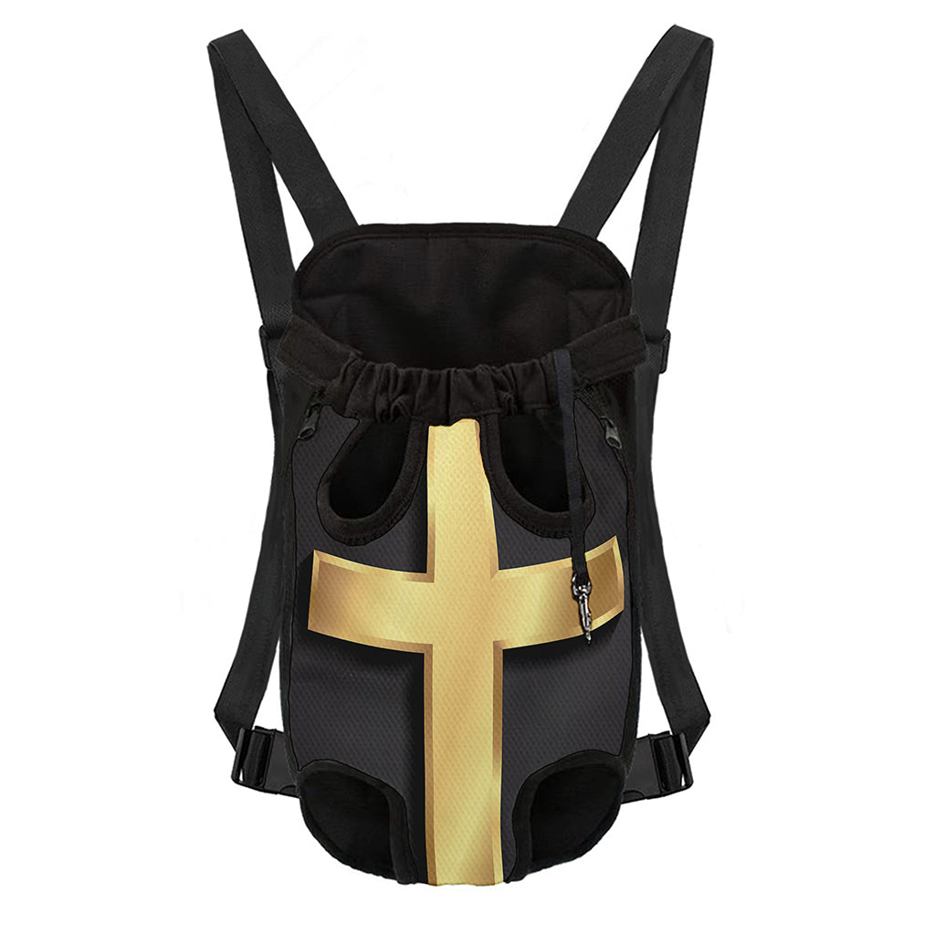 Classic Golden Cross Print Pet Carrier Backpack