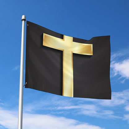 Classic Golden Cross Print Polyester Flag