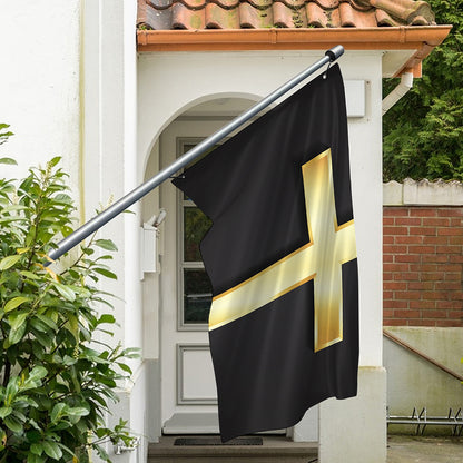 Classic Golden Cross Print Polyester Flag