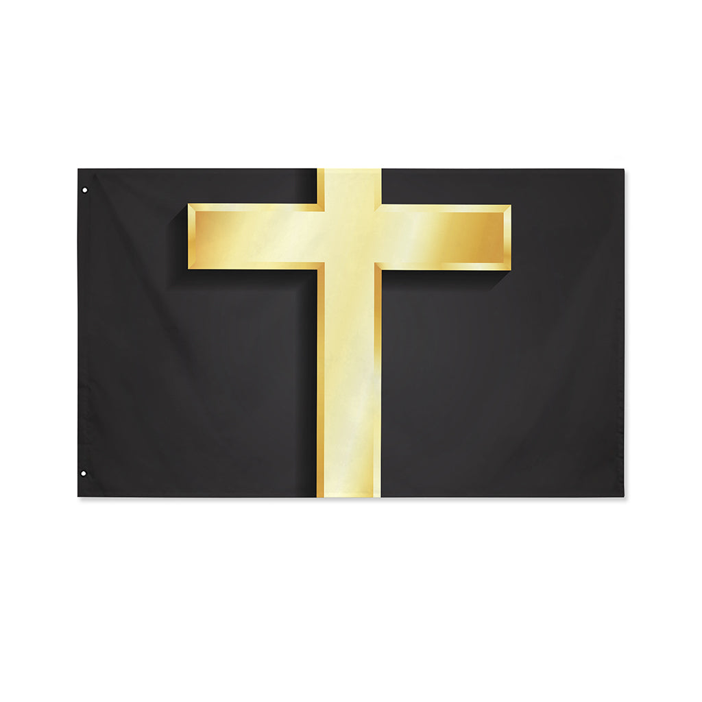 Classic Golden Cross Print Polyester Flag