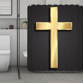 Classic Golden Cross Print Polyester Shower Curtain
