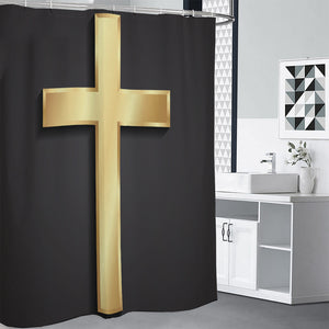 Classic Golden Cross Print Premium Shower Curtain