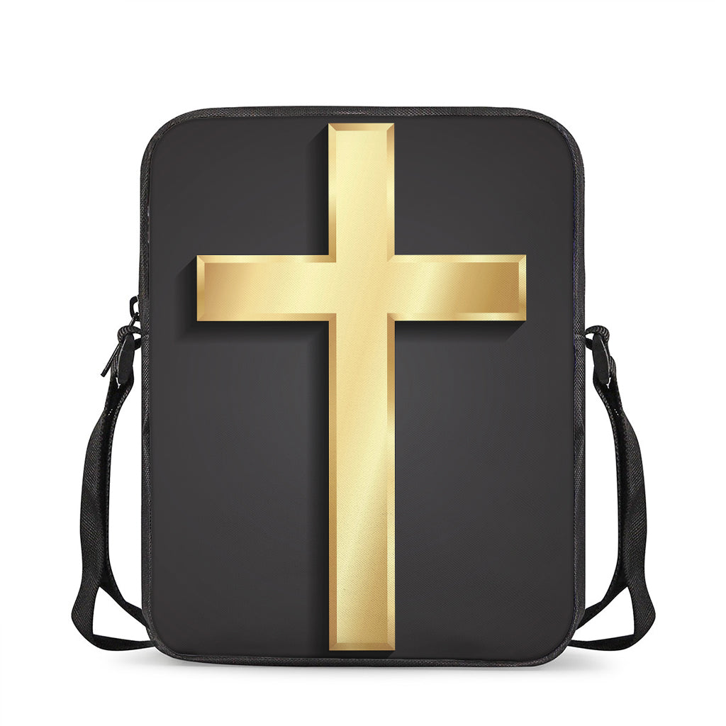 Classic Golden Cross Print Rectangular Crossbody Bag