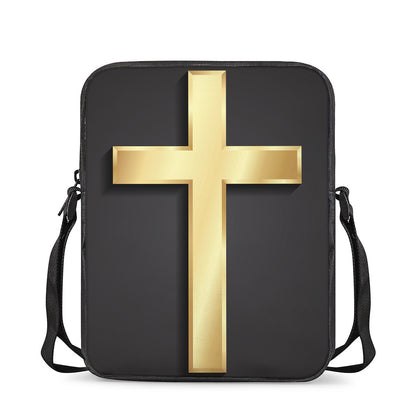 Classic Golden Cross Print Rectangular Crossbody Bag