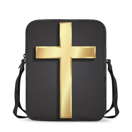 Classic Golden Cross Print Rectangular Crossbody Bag